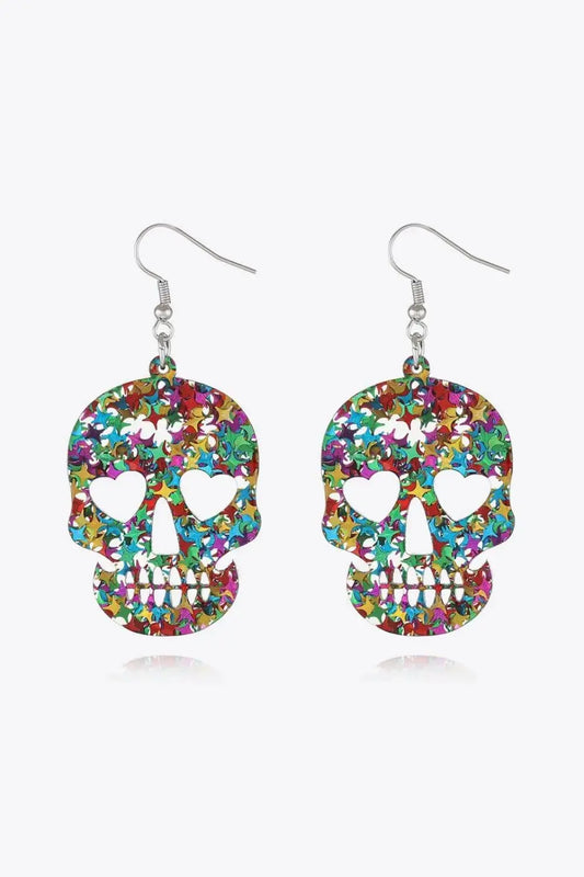 Acrylic Skull Drop Earrings - Stylish Statement Acrylic Skull Earrings for Unique Looks.