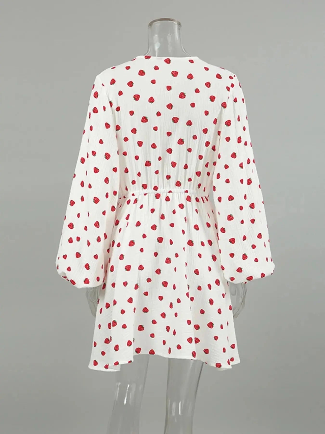 Strawberry Print Mini Dress with Long Sleeves for Effortless Style - Redemption By Ashley North