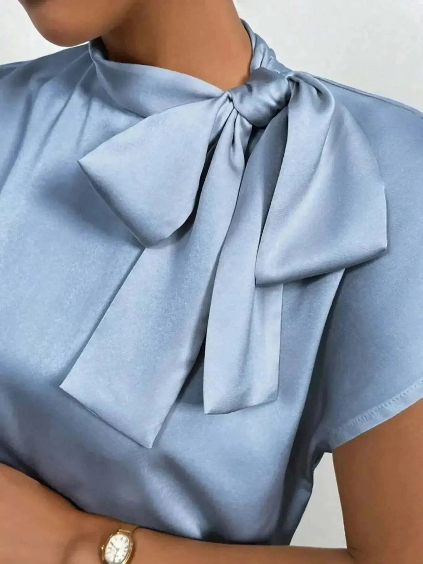 Satin Bow Tie Blouse for Women - Elegant Fashion Top - Redemption By Ashley North