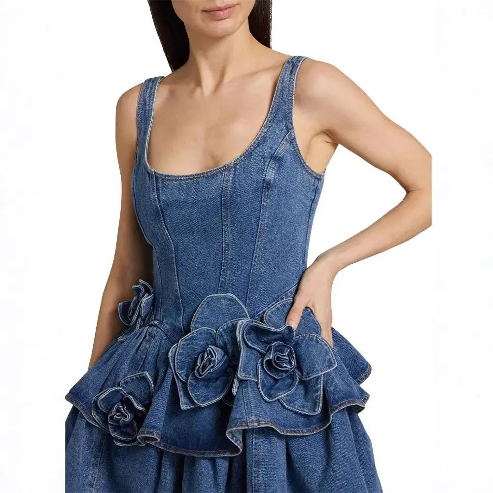 Flower Slimming A-Line Dress Double Layer Short Skirt for Women - Redemption By Ashley North