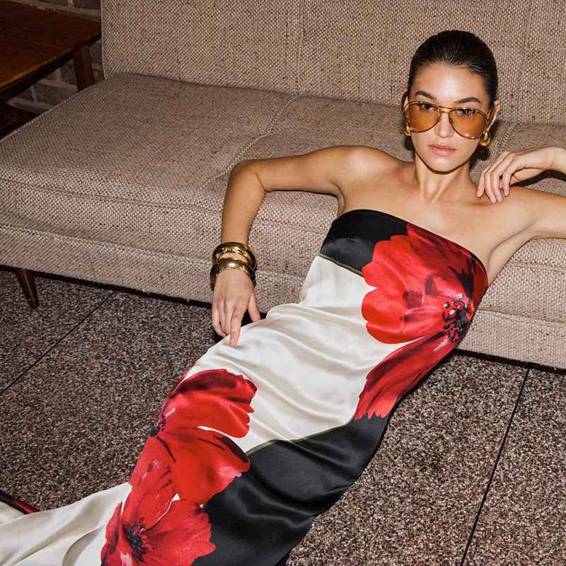 Contrast Color Tube Dress - Sleeveless Sexy Print Length Dress - Redemption By Ashley North