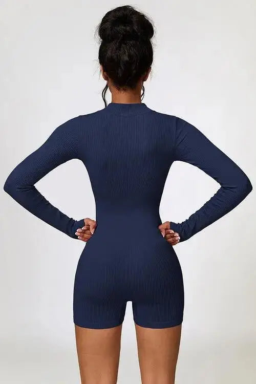 Half Zip Active Romper for Women - Stylish and Comfortable Long Sleeve Workout Jumpsuit - Redemption By Ashley North