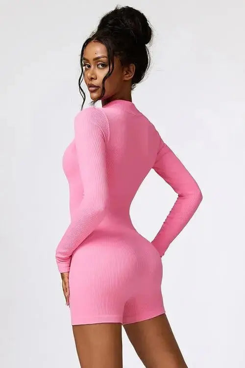 Half Zip Active Romper for Women - Stylish and Comfortable Long Sleeve Workout Jumpsuit - Redemption By Ashley North