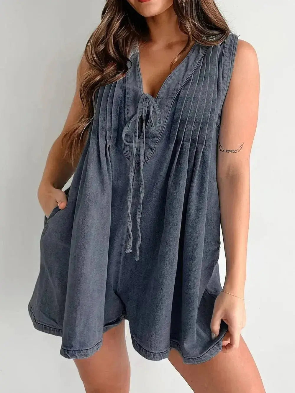 Tied Romper with Pockets - Stylish and Convenient Summer Wear - Redemption By Ashley North