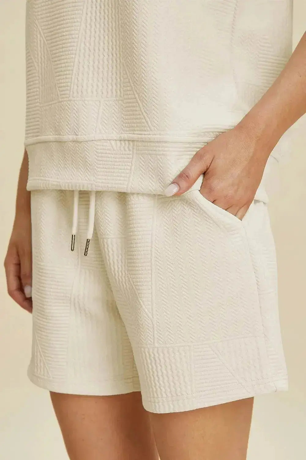 Double Take Ruffle Sleeve Top and Shorts Set - Full Size Texture Set - Redemption By Ashley North