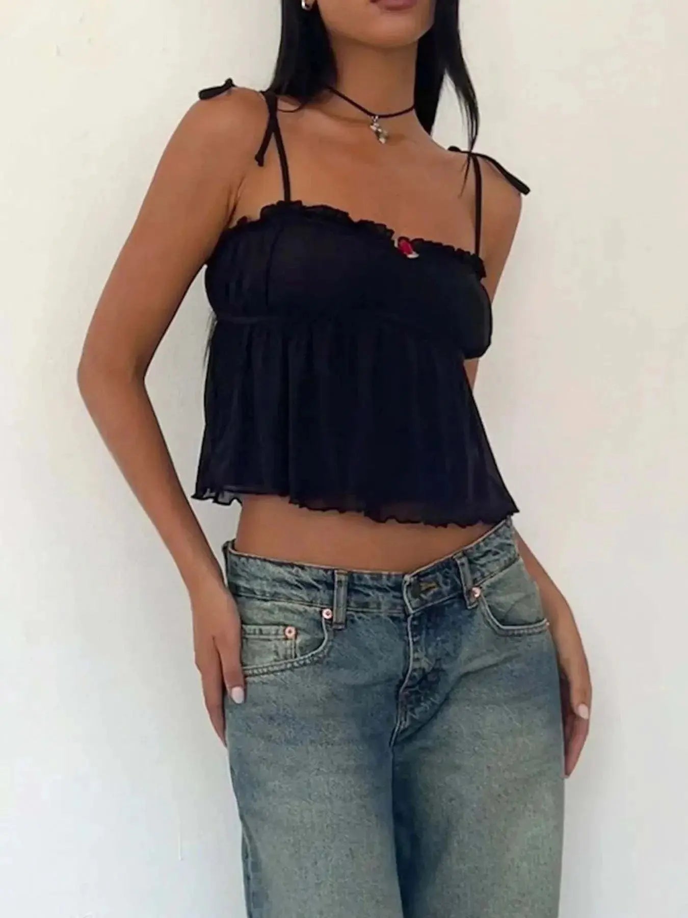 Contrast Trim Cami with Tie Straps - Redemption By Ashley North