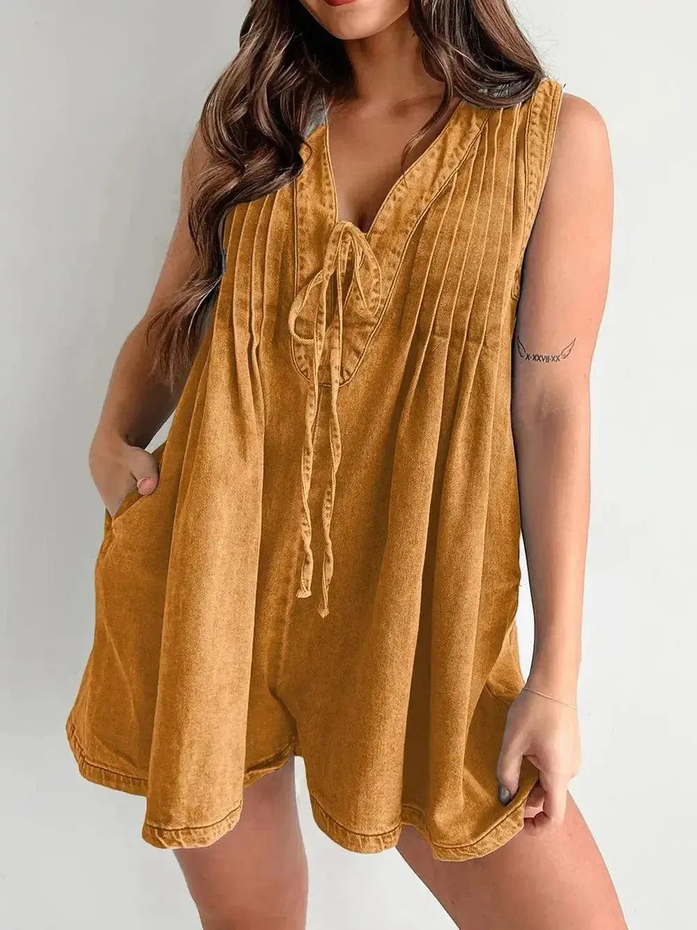 Tied Romper with Pockets - Stylish and Convenient Summer Wear - Redemption By Ashley North