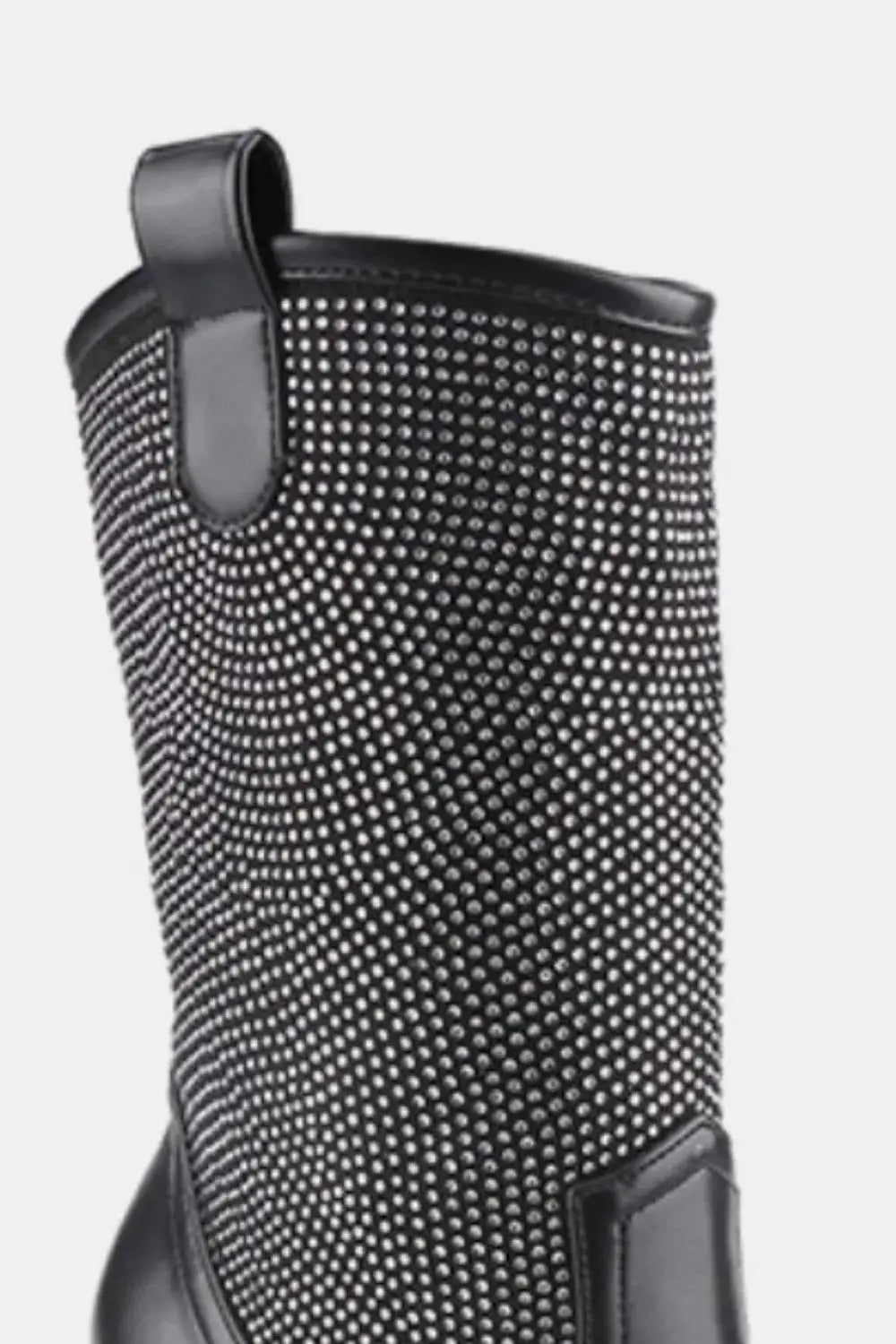 Weeboo Chunky Heel Rhinestone Western Cowboy Boots black with sparkling rhinestones and a chunky heel