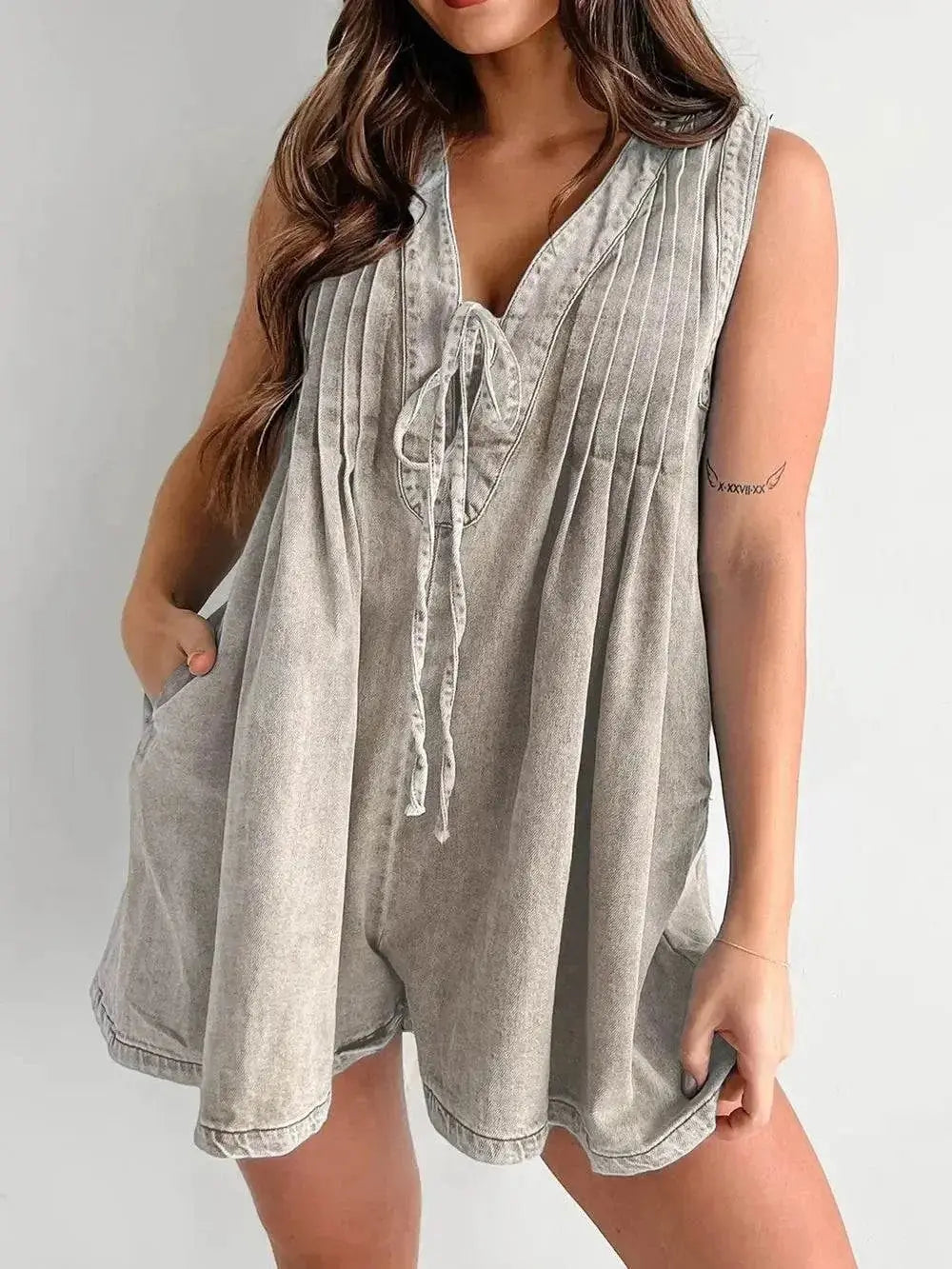 Tied Romper with Pockets - Stylish and Convenient Summer Wear - Redemption By Ashley North