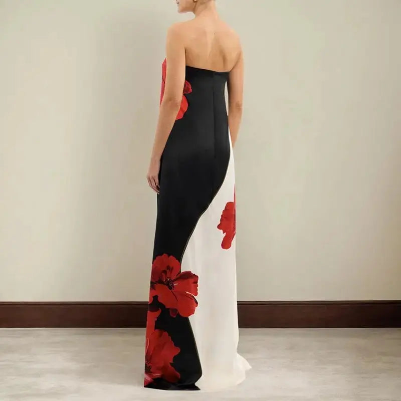 Contrast Color Tube Dress - Sleeveless Sexy Print Length Dress - Redemption By Ashley North