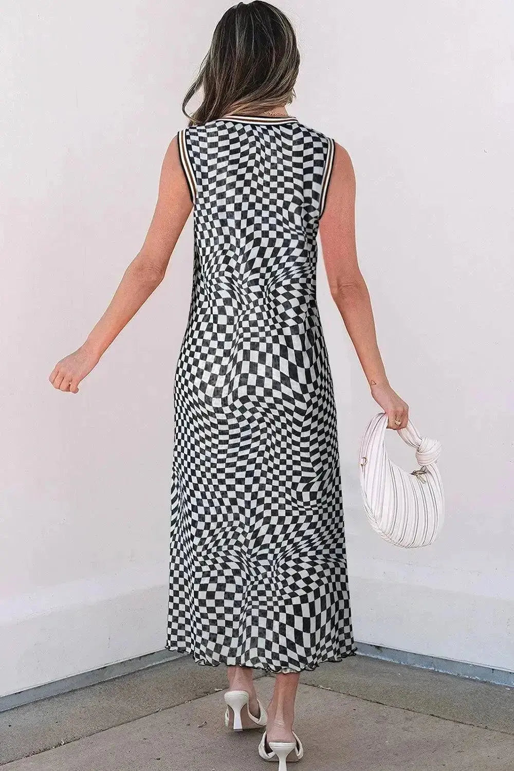 Checkered Sleeveless Midi Dress for Effortless Style and Elegance - Redemption By Ashley North