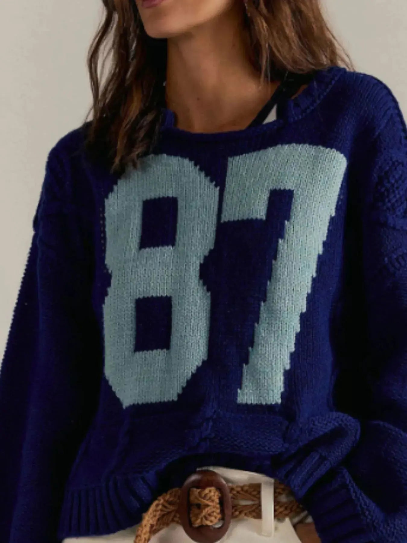 Number 81 Oversized Cable Knit Sweater.
