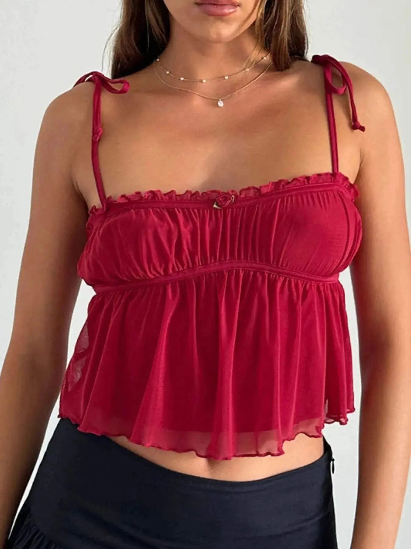 Contrast Trim Cami with Tie Straps - Redemption By Ashley North