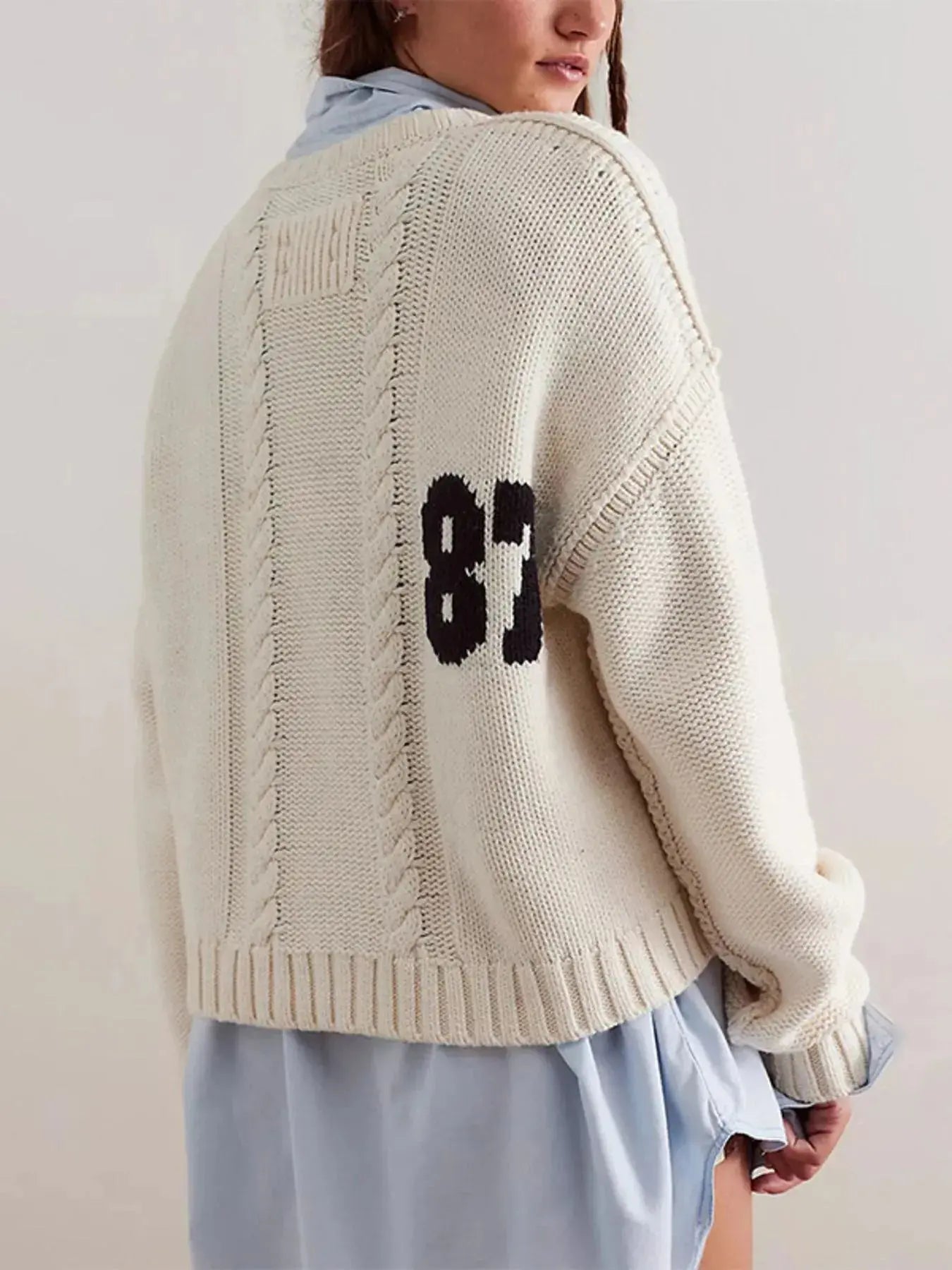 Number 81 Oversized Cable Knit Sweater.