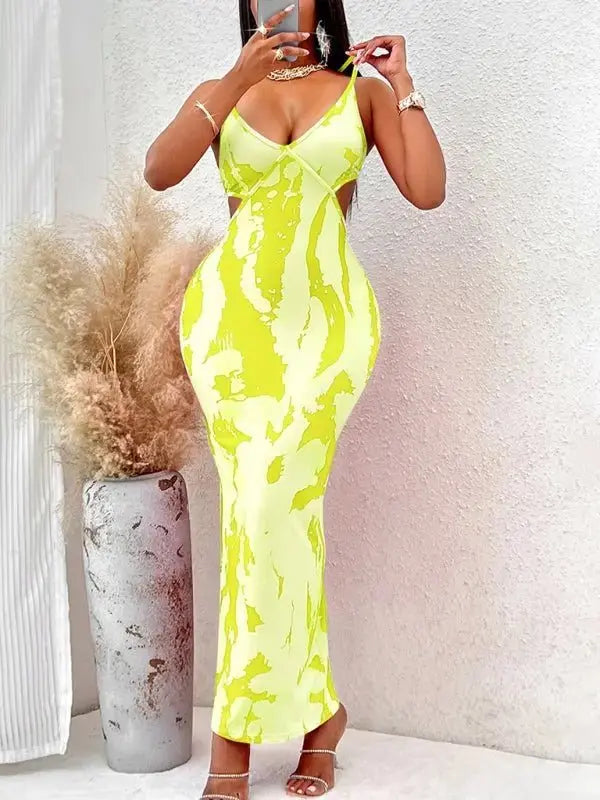 New Women's Sexy Long Dress with Printed Suspender Covering - Redemption By Ashley North